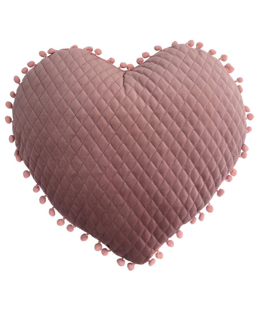Little Furn Large Heart Pom Cushion - Blush Polyester Size One