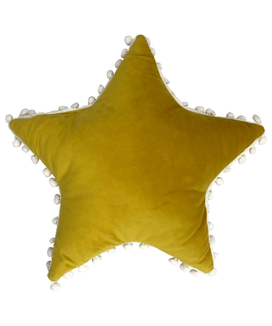 This cozy accent cushion will brightly shine wherever you place it! Sweet and soft, this design is a beautiful addition to any home, nursery decor or playroom. Complete with pom-pom edging this 100% Polyester cushion will be super soft yet durable with excellent easy care properties.