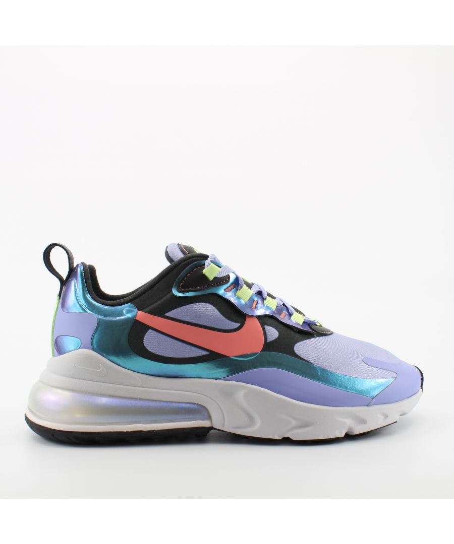 Nike Air Max 270 React Purple Textile Womens Lace Up Trainers CU4818 001