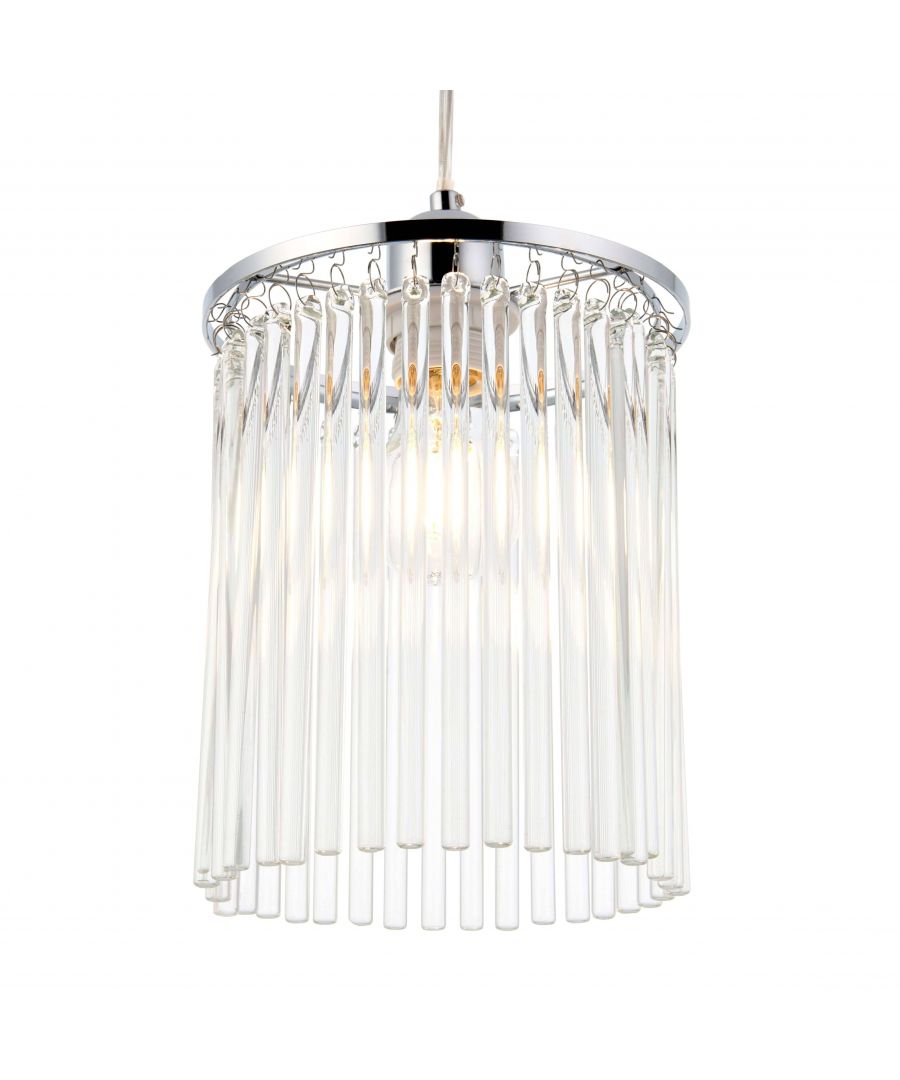 Image for Brya 18cm Polished Chrome and Clear Glass Cylindrical Ceiling Light Shade