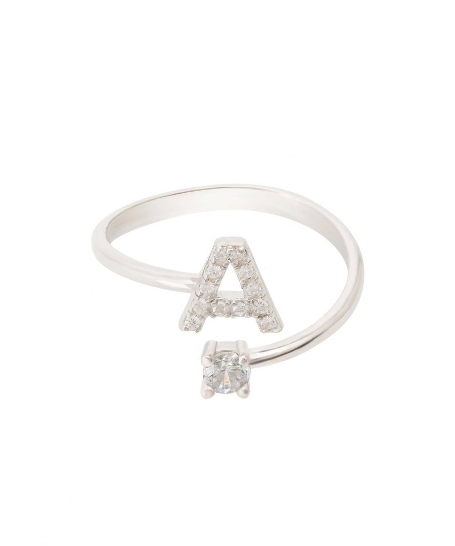 Design:This simple but beautifully styled initial letter ring is perfect for those who covet delicate jewellery with a hint of sparkle offering a sophisticated finishing touch to any outfit.Pretty and petite, this initial ring features an open band, which allows for slight adjustability with sizing. The opening is designed to be on top of your finger, where your zircon adorned monogram is on one side and a single larger cubic zirconia resides on the other.What can be more personal than a name? Give this initial ring as the perfect personalised birthday gift.This ring is made as an average size 6 (M) with a small amount of flexibility, that can easily be squeezed or opened very gently, to allow for a better fit.This ring looks great stacked with other rings.  Materials:Handcrafted using 925 sterling silver. White cubic zirconia.Style Notes:Personalised birthday gift ideas. Bridesmaid gifts. Simple everyday styling.Dimensions:One size only (average size 6 (M) with slight flexibility)Packaging:This item is presented in a Latelita London signature jewellery box.Care Instructions:To maintain your jewellery, wipe gently with a damp cloth that is soft and clean. Do not soak in water. Avoid contact with soaps, detergents, perfume or hair spray.