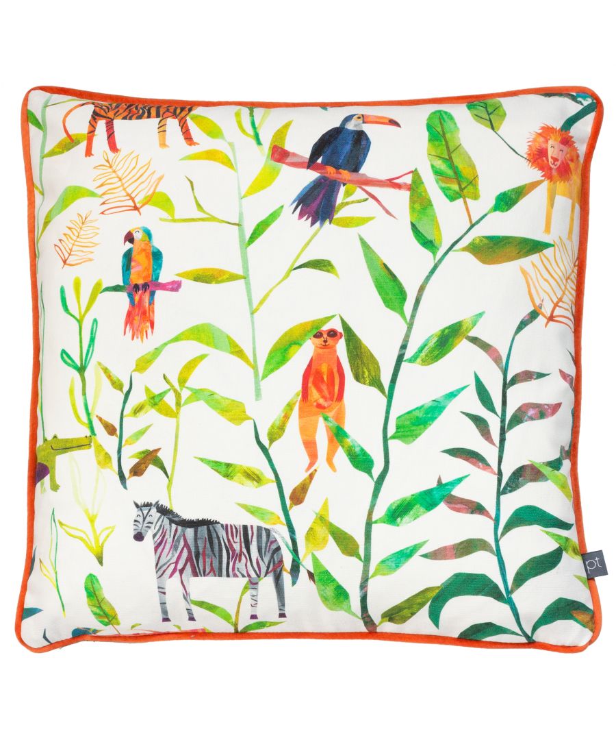 Bring a playful touch to your home, with the Hide and Seek cushion range. An artistic, bold print of exotic animals amongst an abundance of greenery. Finished off with a soft velvet reverse, to make it the perfect finishing touch to any room in your home.