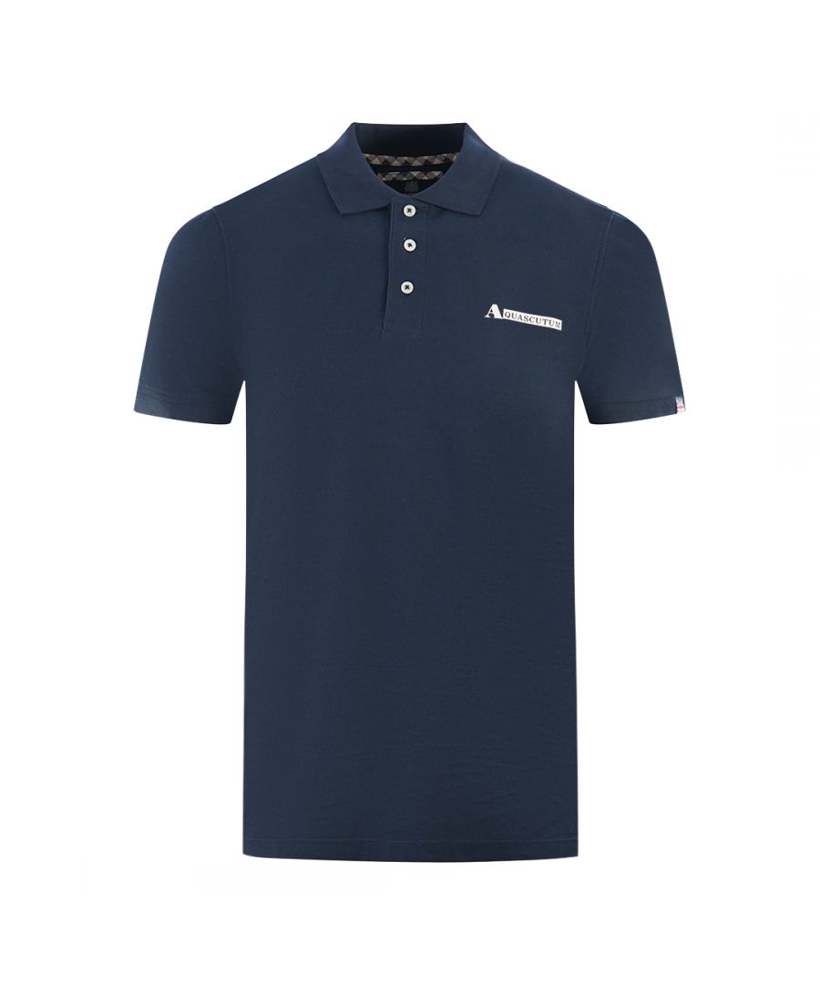 Aquascutum Boxed Logo Navy Blue Polo Shirt