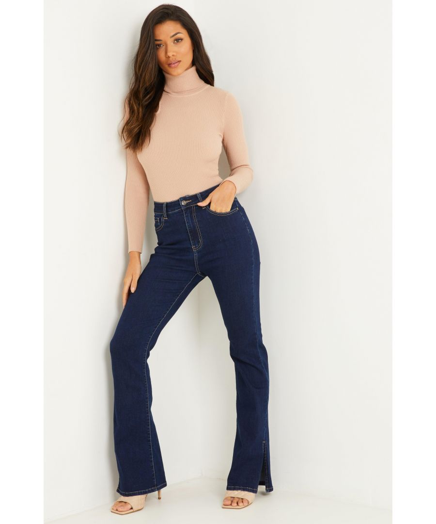Image for Blue Denim Split Hem Flared Jeans