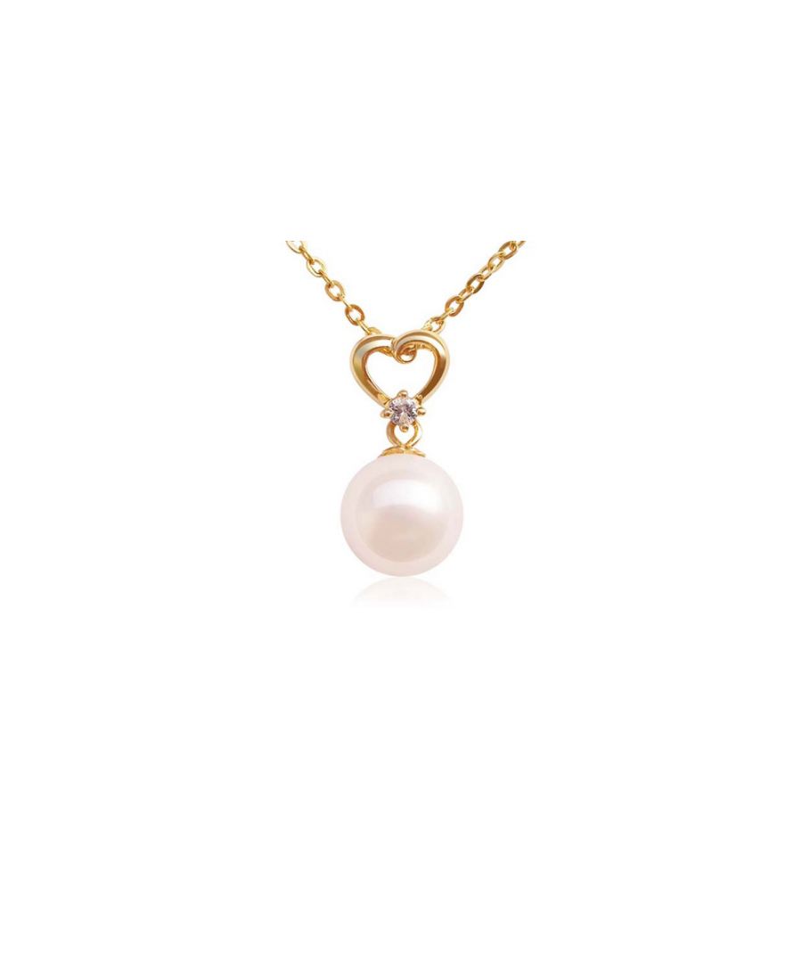Blue Pearls Womens Freshwater Pearl and Diamond Heart Pendant 14K yellow gold plated Mounting - Multicolour - One Size