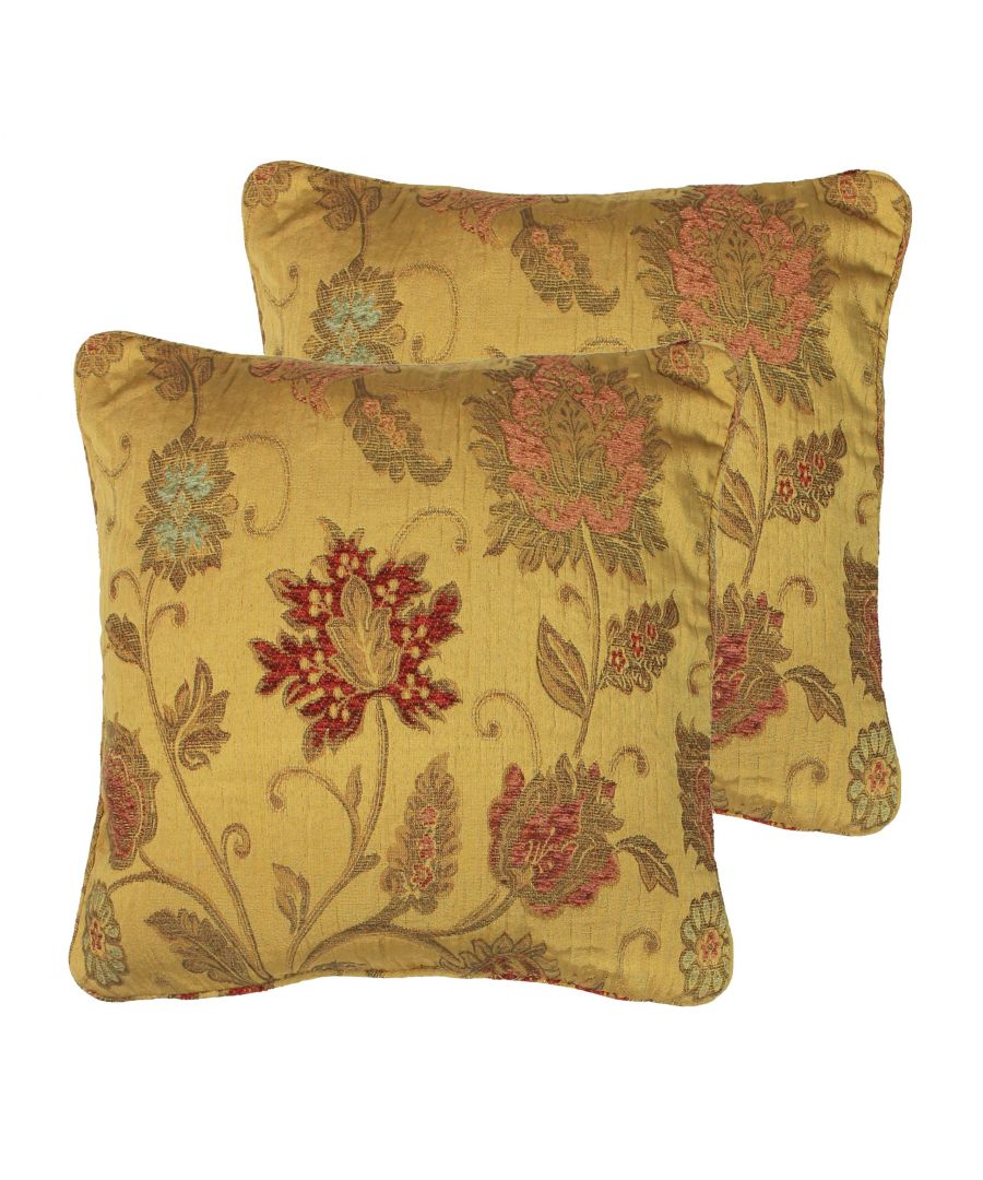 Cheer up an old sofa with the opulent Zurich cushion. Available in a range of rich colours the beautifully detailed floral jacquard patterned cushions embody the luxuriant style that is synonymous with traditional English interiors and are a regal addition to your home. This majestic cushion has a reversible design, piped colour matched edges and a discreet zip closure. Made to match the Zurich curtains, throws ad draft excluder.