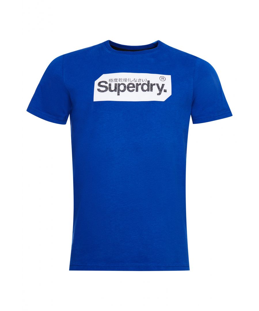Superdry Mens Core Logo Tag T-Shirt - Blue Cotton - Size 2XL