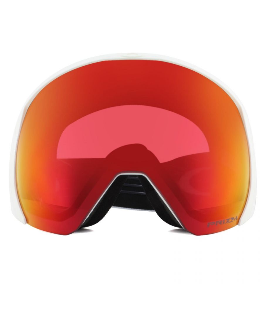 Oakley Ski Goggles Flight Path XL OO7110-13 Matte White Prizm Snow Torch Iridium sit at the top of the snow goggles range, a premium design that is used by many of the worldâ€™s top athletes. This XL model delivers an enormous field of view, the frames architecture means any angle is optimised and delivers an unprecedented and unobstructed line of vision. Lens construction features Ridgelock, simple and quick lens changing technology that ensures a full, impenetrable seal that prevents even the harshest conditions from entering the goggle. Triple layered foam prevents fogging and the goggle fits most helmets perfectly.