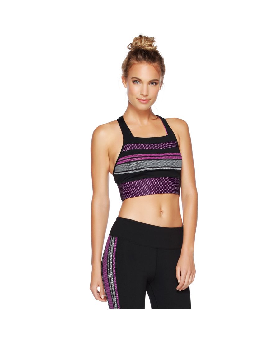 Lorna Jane Zuri Sports BH in Black / Neon Fuchsia