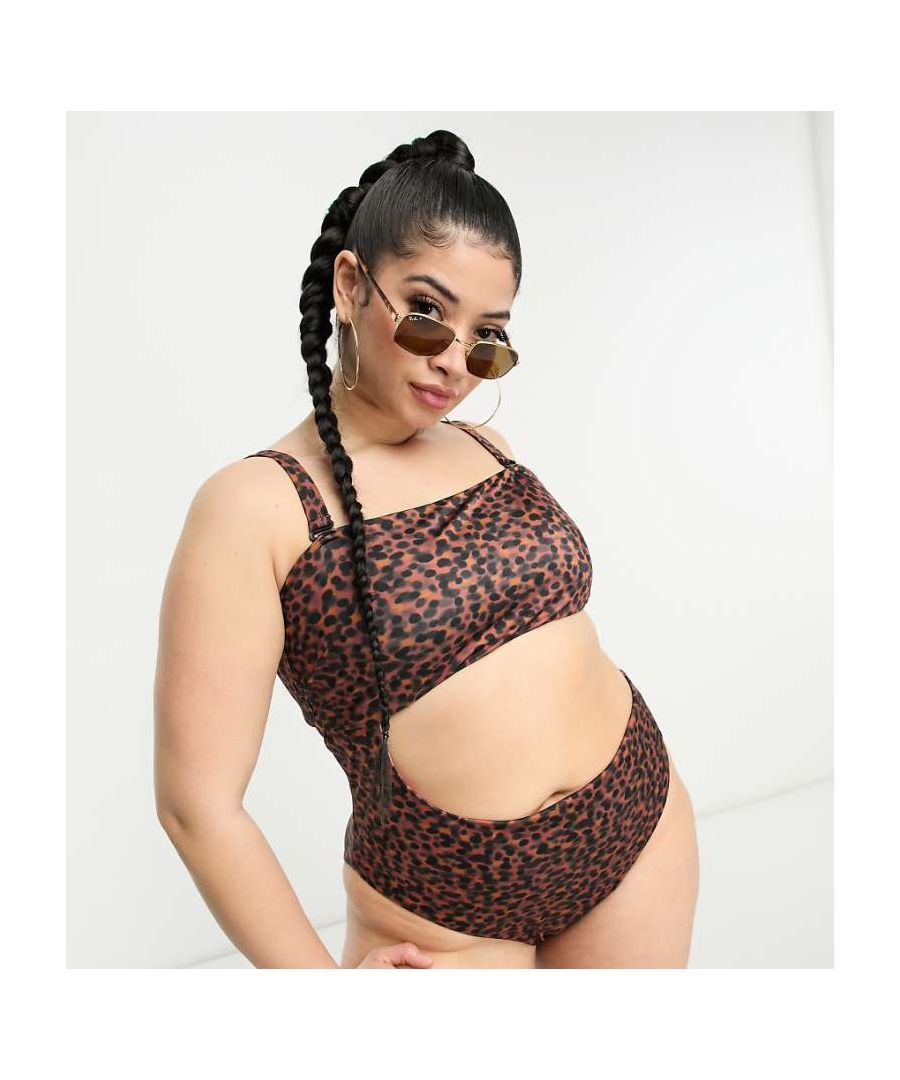 ASOS CURVE Womens DESIGN bandeau cut out swimsuit in tortoise shell print-Multi - Multicolour - Size 24 UK