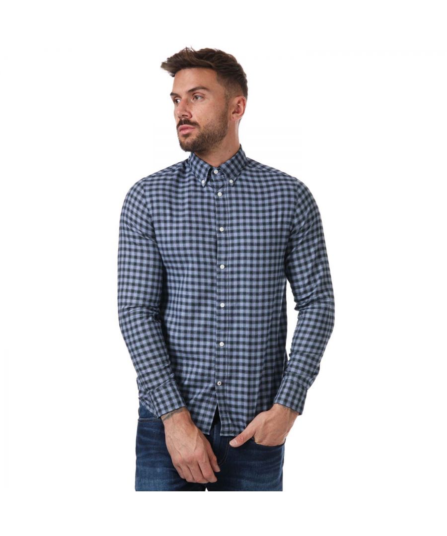 Mens Tommy Hilfiger Gingham Shirt in navy.- Classic collar.- Long sleeves.- Full button fastening.- Button cuffs.- Check print.- 100% Cotton. - Ref: MW0MW207340MS