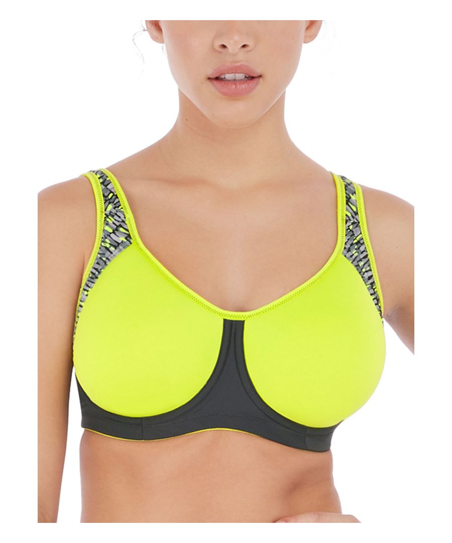 Freya Womens Active Sonic Moulded J-Hook Sports Bra - Green Nylon - Size 28F