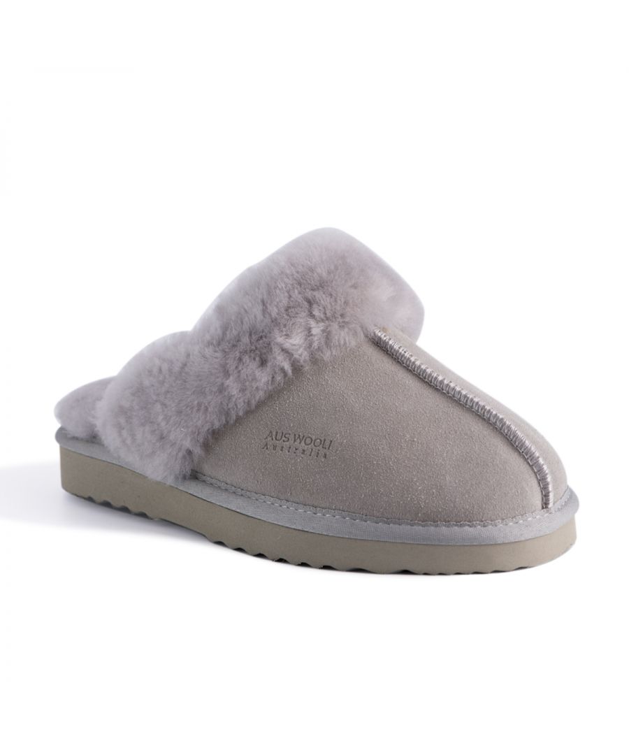 DETAILS\n\n\n\n\n\nCosy and snug, easy slip-on slipper\n\nSoft premium genuine Australian Sheepskin wool lining\nFull premium leather Suede upper with Australian sheepskin insole\nSustainably sourced and eco-friendly processed\nUnisex sheepskin slipper - can be worn day and night\nSoft EVA outsole - extra cushioning and lightweight\nFirm wool pelt for superior warmth\n100% brand new and high quality, comes in a branded box, suitable for gift