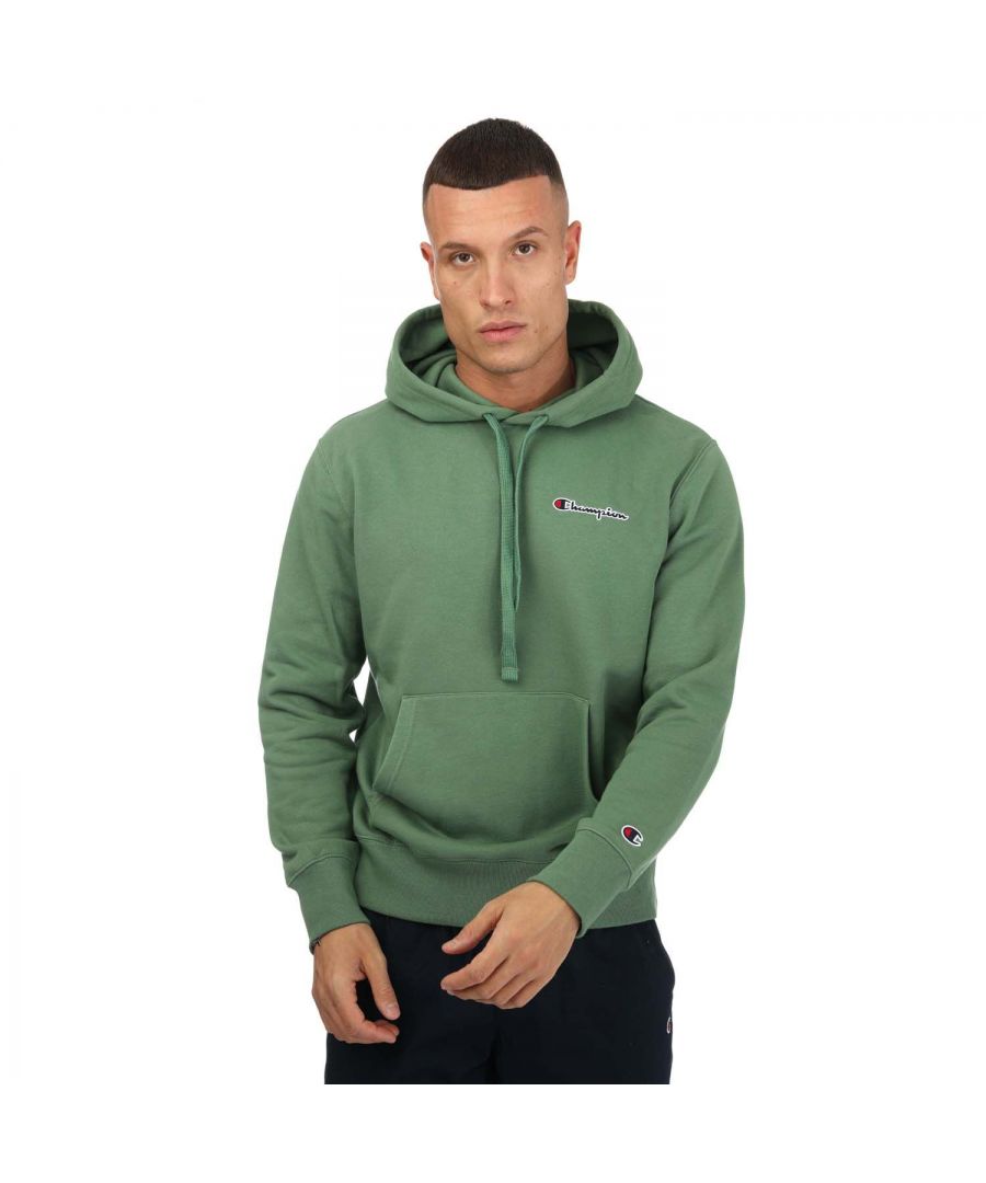 Champion hoodie van zwaar katoen met klein script-logo voor heren, groen