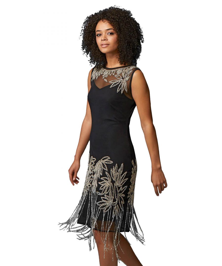 Roman Women's Embellished Flapper Dress|Size: 14|black