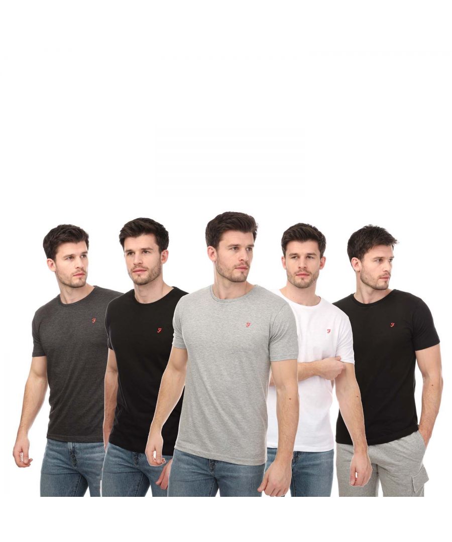 Farah Mens Briars 5 Pack Lounge T-Shirts in Multi colour - Multicolour Cotton - Size Small