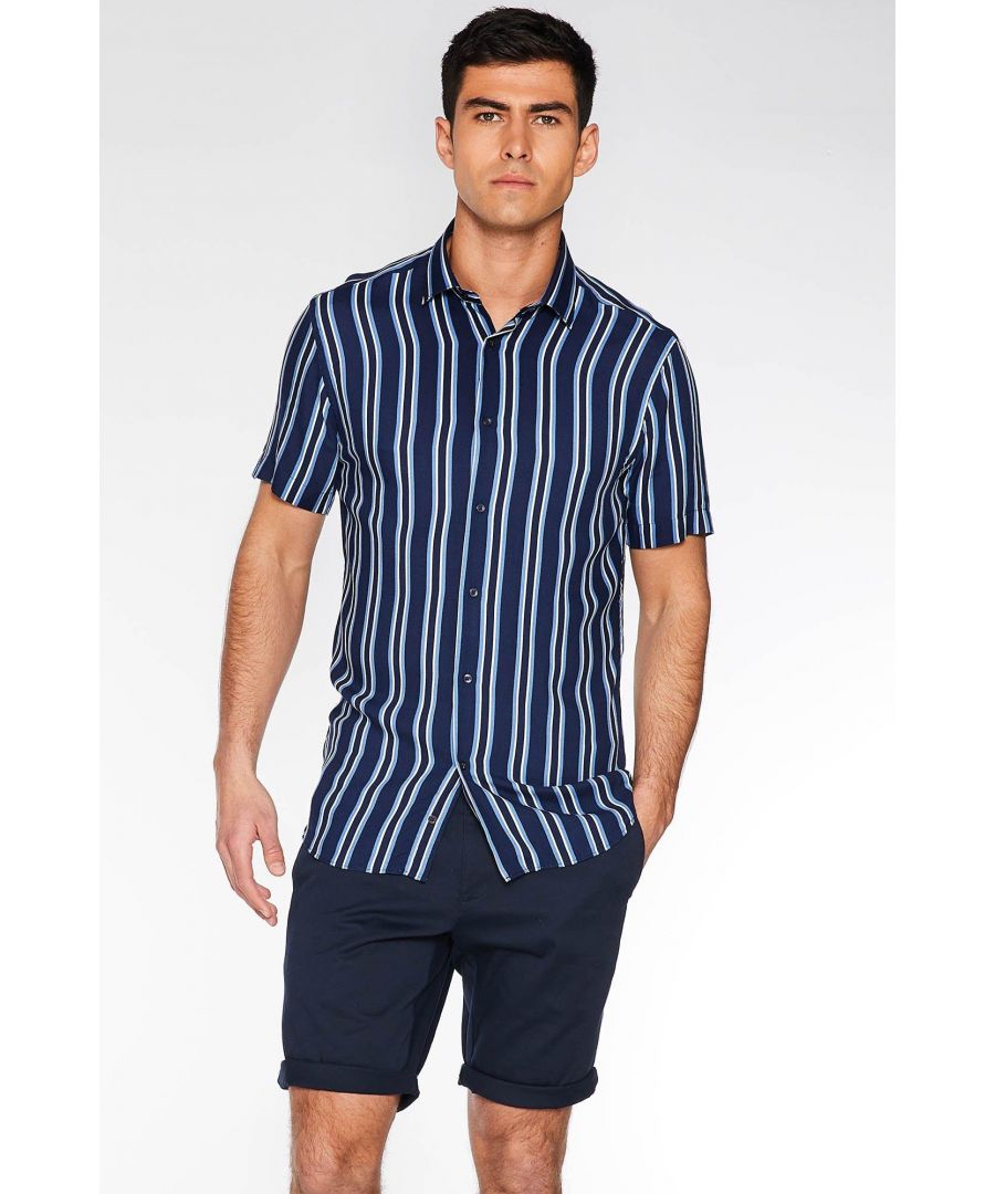 Image for Short Sleeve Pinstripe Shirt in Navy