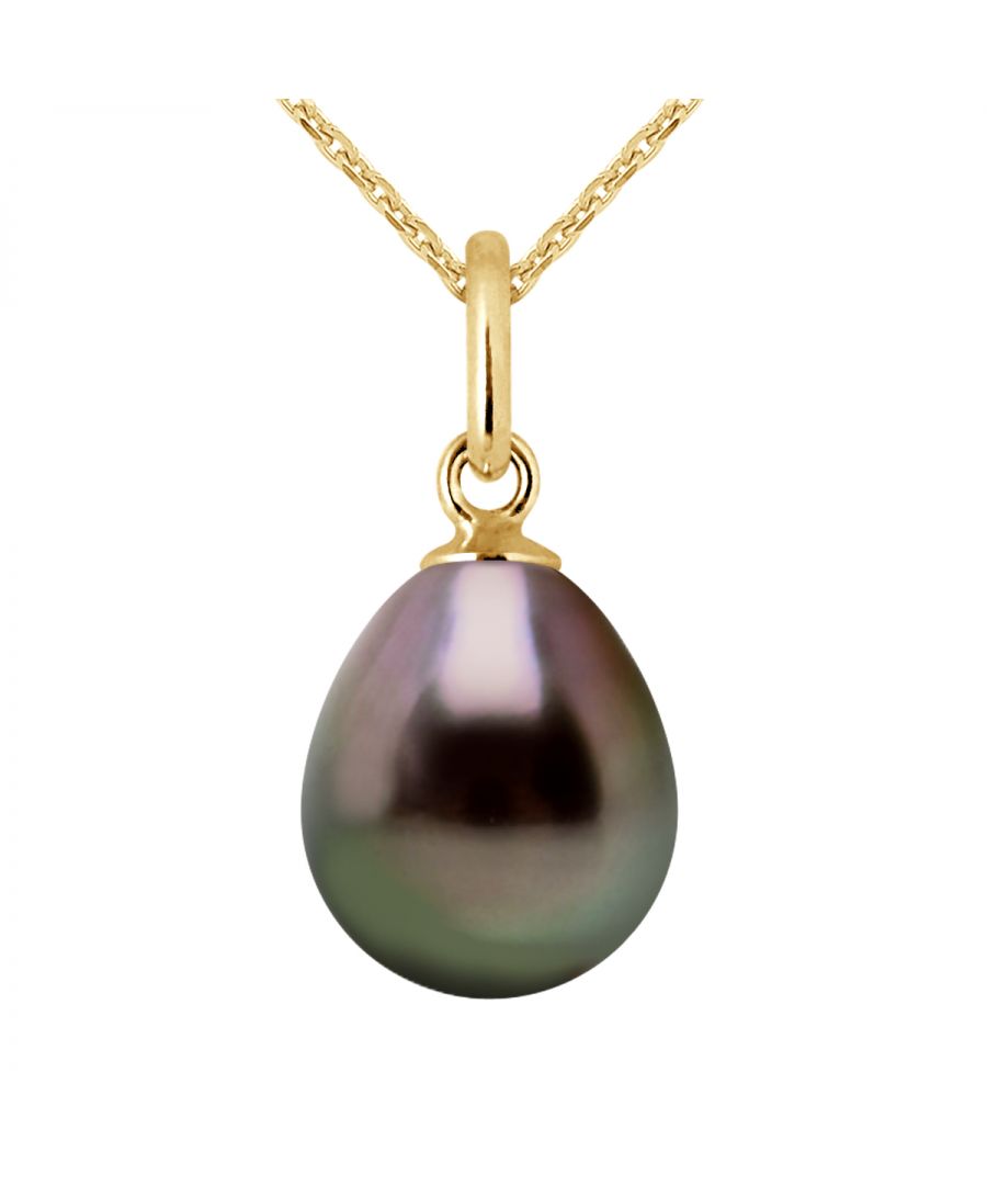 Necklace Articulé Fil Gold 375 and true Cultured Tahitian Pearl Pear Shape 9-10 mm - Our jewellery is made in France and will be delivered in a gift box accompanied by a Certificate of Authenticity and International Warranty