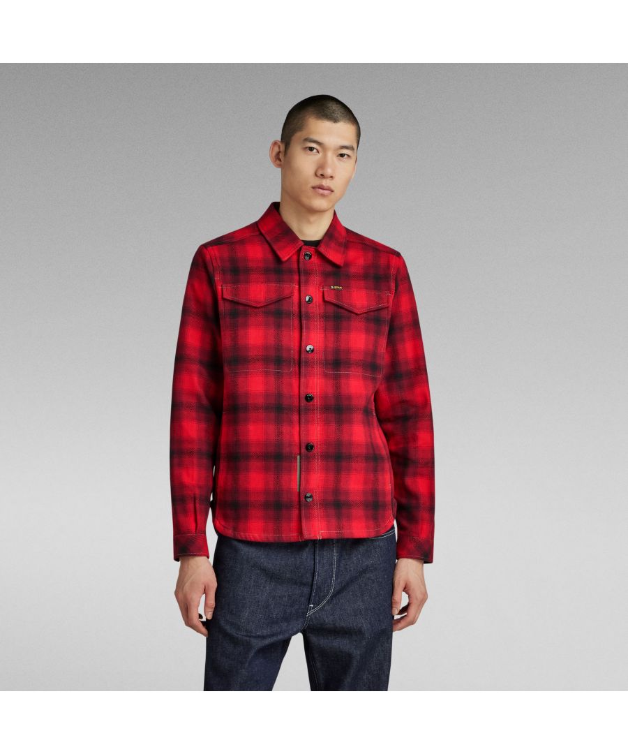 G Star Raw Mens G-Star RAW Check Overshirt - Red Cotton - Size 2XL