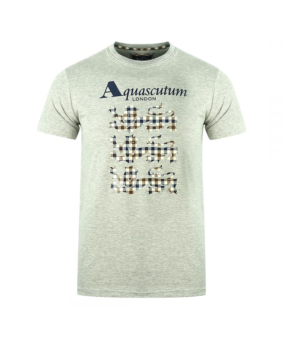 Aquascutum Triple Lion Check Logo Grey T-Shirt