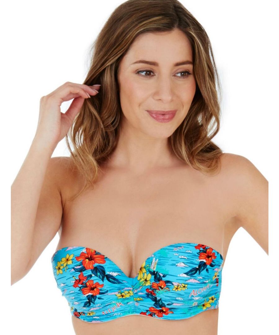 Lepel Womens Aloha Bandeau Bikini Top Blue Multi - Size 30B