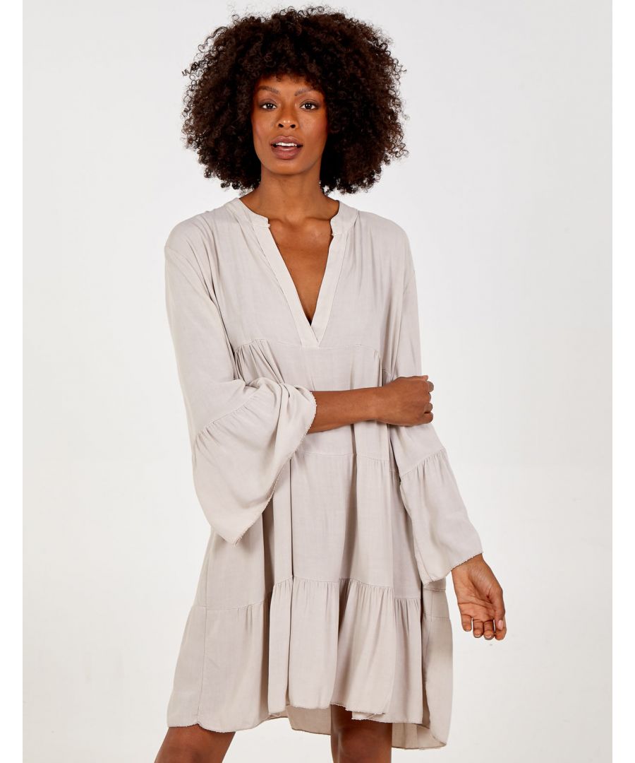 MADIHA - High Low Tiered Smock Tunic Dress