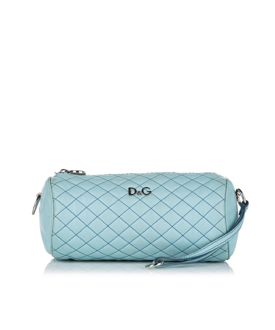Image for Vintage dolce&gabbana lily glam quilted leather crossbody bag blue