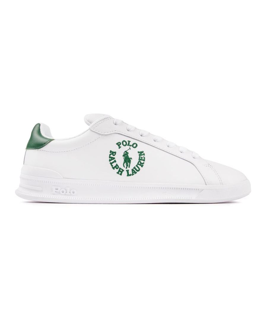 Ralph Lauren Mens Polo Heritage Circle Logo Trainers - White - Size UK 6