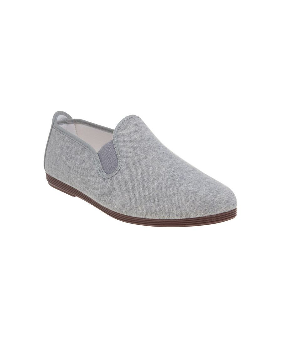 Summer Footwear Doesnt Get Much More Effortless Than The Alfaro Plimsoll From Spanish Brand Flossy. Step Into The Elasticated Grey Espadrille And Enjoy A Great Fit, Cotton Lining And A Flexible Rubber Outsole.