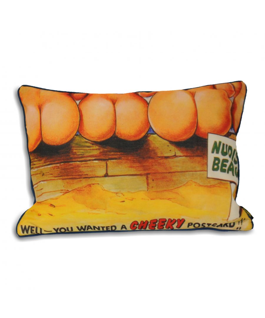 Well, your wanted a cheeky postcard. Based on the well known Bamford postcard series, the Nudist Beach Bamforth cushion is guaranteed to add a humorous touch to any room. Formed in 1910, Bamforth designs are famous throughout the world and we've all seen their cheeky and saucy Bamforth postcards being sold at seaside resorts.