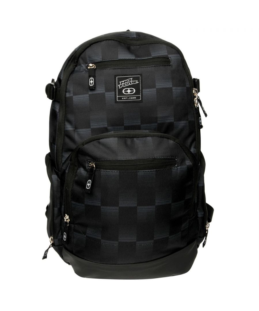 No Fear Check Backpack Get a great look with this highly fashionable No Fear Check Backpack which benefits from split compartment storage, whilst the adjustable straps will allow you to get a great fit and the No Fear branding completes the fantastic look. > This product may have slight cosmetic differences from the image shown due to assorted colours or updated seasonal collections > Backpack > 5 Pockets > Check design > Zipped fastening > Adjustable strap > No Fear branding > H:50cm x W:40cm x D:16cm > Wipe clean with a damp cloth