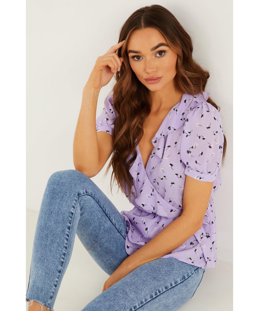 Image for Lilac Floral Wrap Top