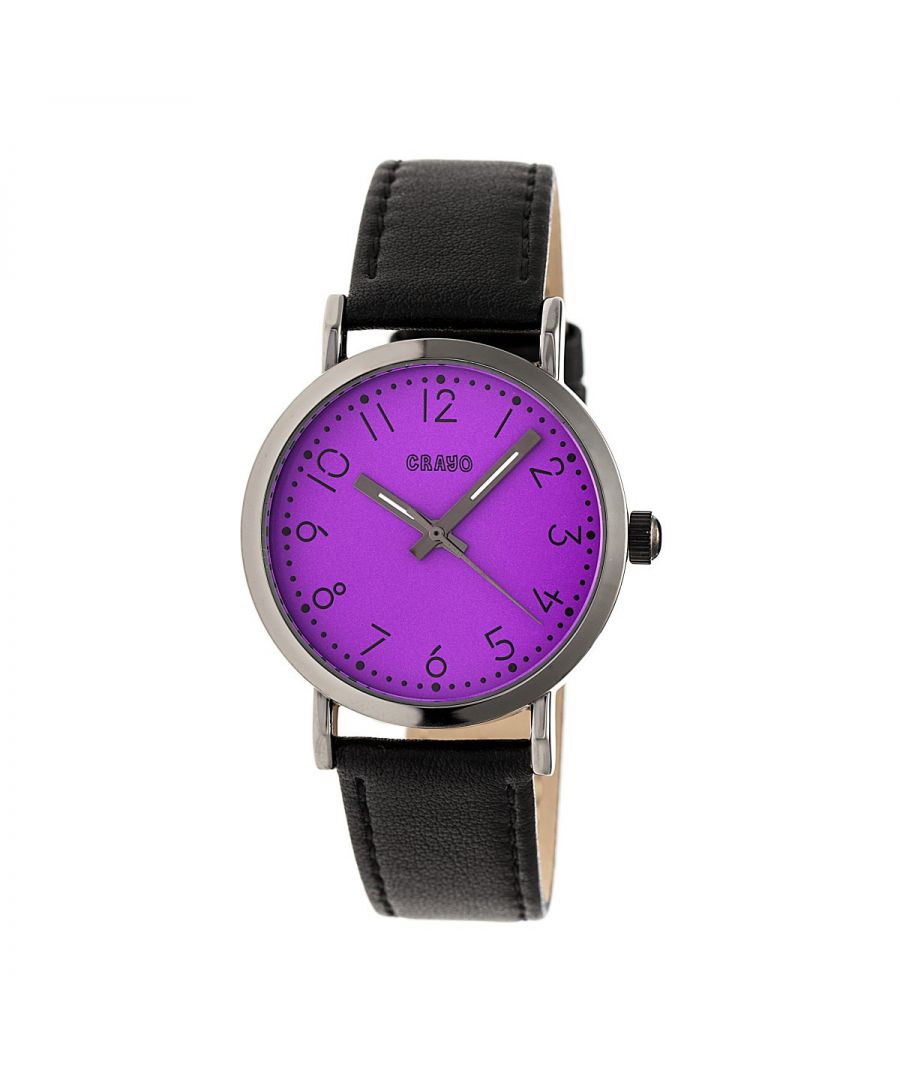 Polished Metal Case; Accurate Japanese Quartz Movement; Non-Glare Scratch-Resistant Mineral Crystal; Logo-Engraved Stainless Steel Caseback; Hinged Leatherette Strap; Logo-Engraved Stainless Steel Clasp; Luminous Hands; 36mm Diameter; 3 ATM Water Resistance;