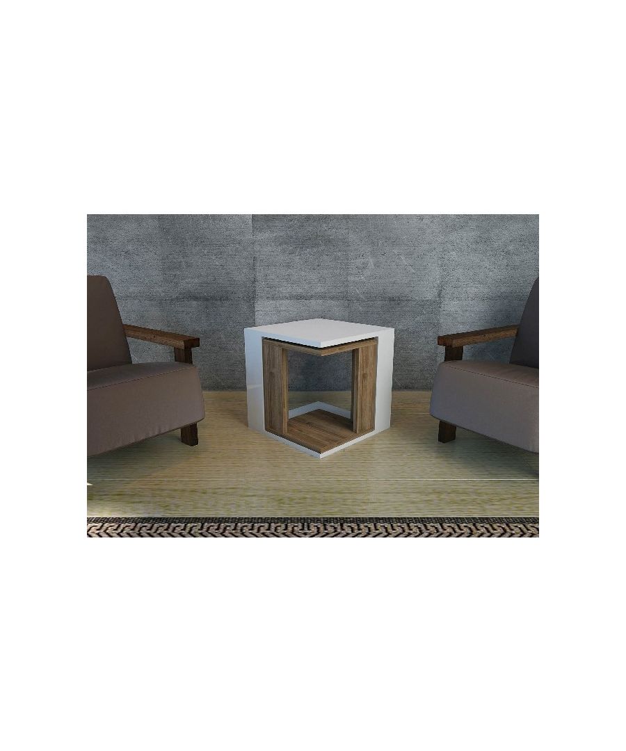 Image for HOMEMANIA Cubic Coffee Table, in White, Walnut