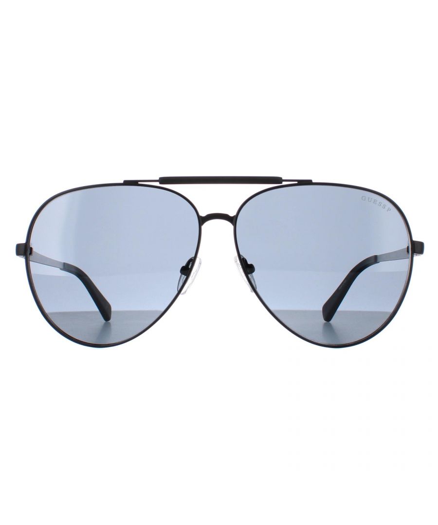 Guess Aviator Unisex Matte Black Smoke Polarized GU5209 Metal - One Size
