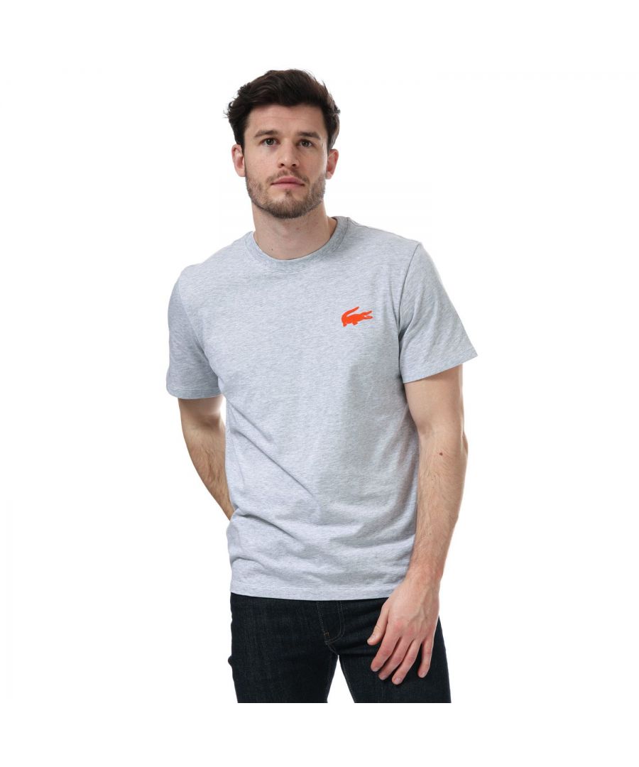 Lacoste lounge T-shirt met logo voor heren, grijs