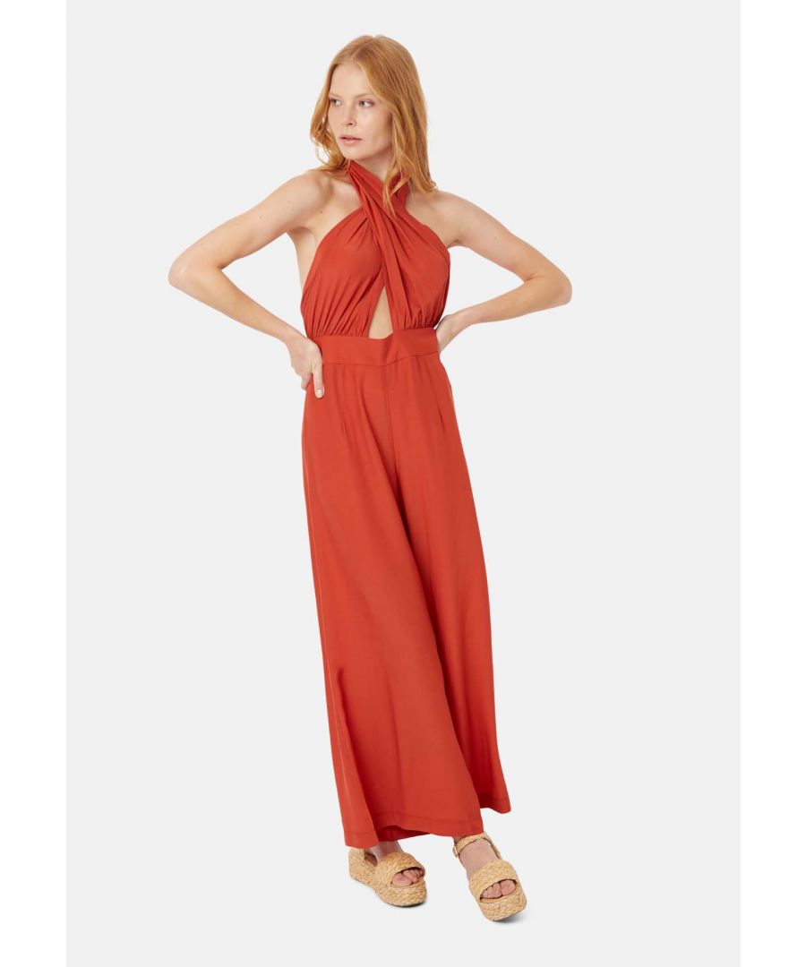 Image for Miami Halterneck Wide Leg  Jumpsuit in Red