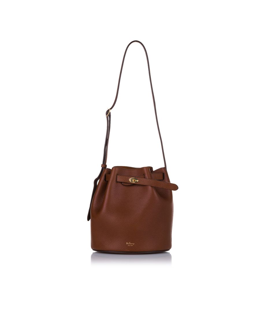 VINTAGE. RRP AS NEW. The Abbey features a leather body, an adjustable flat leather strap, a pouch, and a top drawstring with twist-lock closure.\n\nDimensions:\nLength 24cm\nWidth 22cm\nDepth 16cm\nShoulder Drop 45cm\n\nOriginal Accessories: Dust Bag\n\nSerial Number: TA4\nColor: Brown\nMaterial: Leather x Calf\nCountry of Origin: Turkey\nBoutique Reference: SSU177390K1342\n\n\nProduct Rating: VeryGoodCondition\n\nCertificate of Authenticity is available upon request with no extra fee required. Please contact our customer service team.
