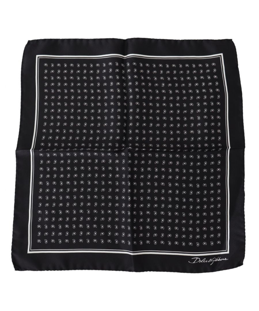 Image for Dolce & Gabbana Black Patterned Square Silk Handkerchief One Size