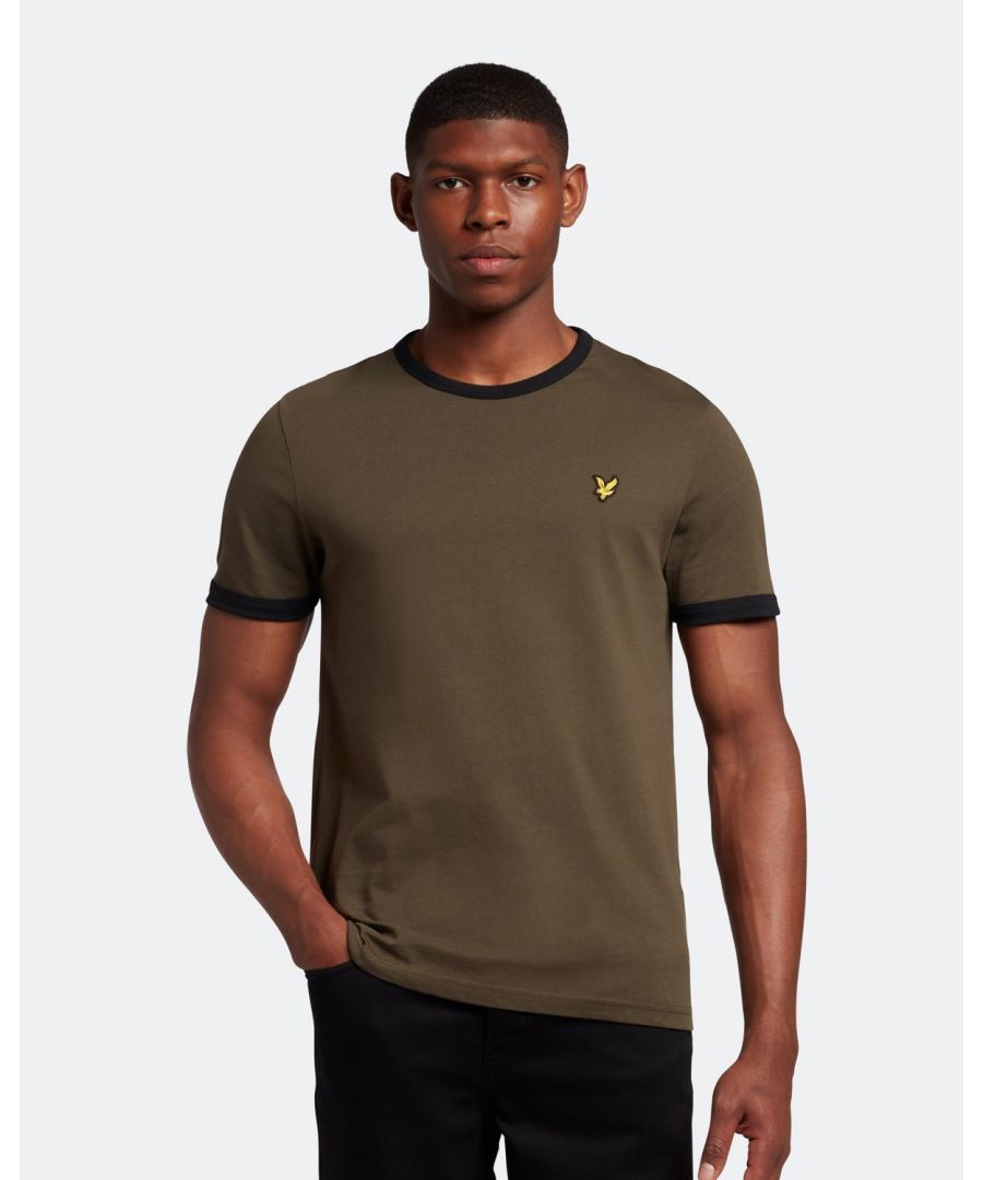 Lyle & Scott Womens Ringer T-Shirt in Olive - Size Medium