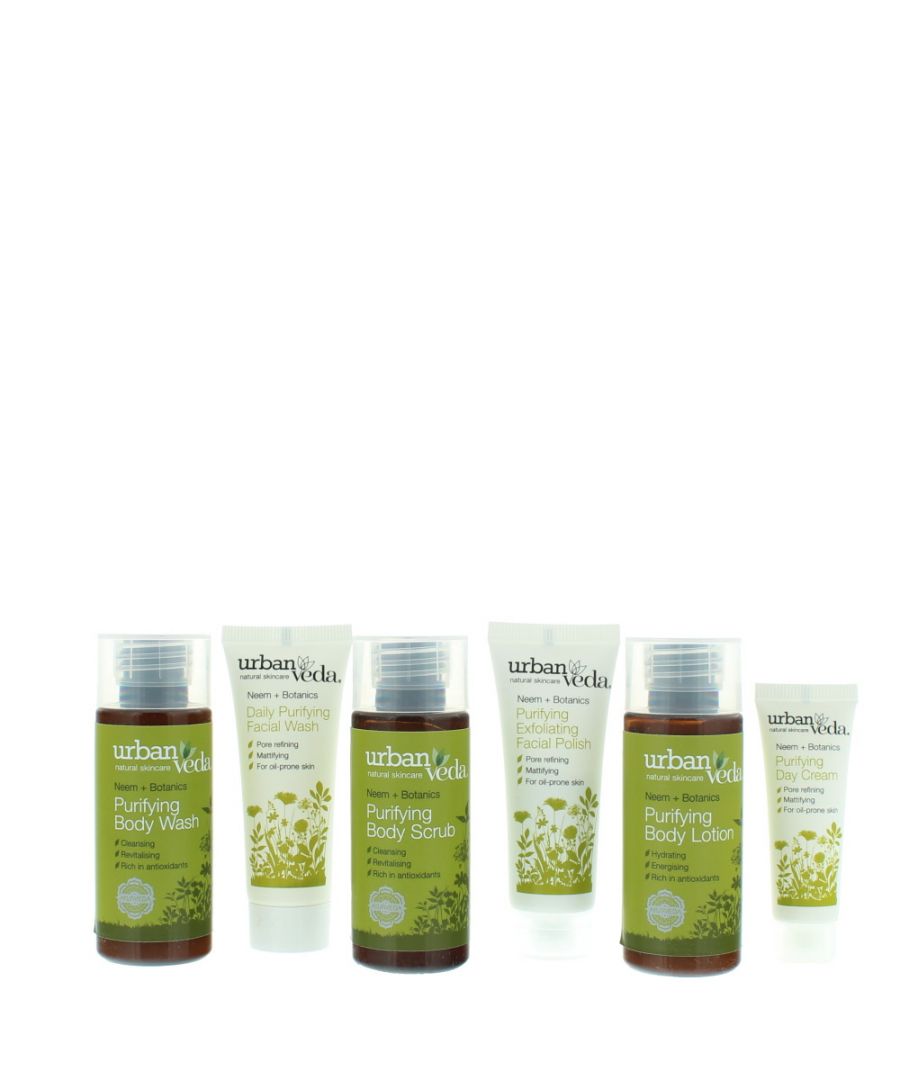 The Urban Veda Purifying 6 Pieces Gift Set is the complete purifying set, combining miniatures of 6 different Urban Veda's products, all from their Purifying line, into one amazing all round set for those with oily and acne prone skin. The pack contains Urban Veda's 