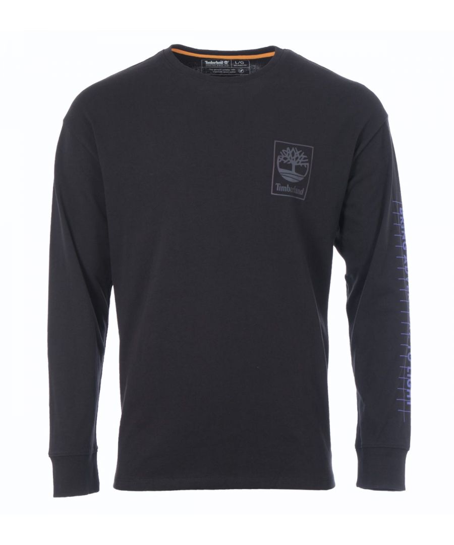 Image for Timberland Northern Lights Sky Graphic Organic Long Sleeve T-Shirt - Black