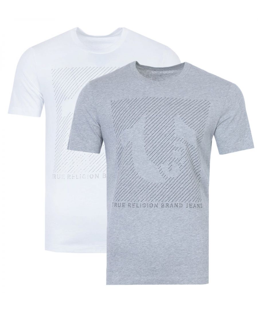 Image for True Religion 2 Pack Crystal Trademark Logo Crew Neck T-Shirt - White & Heather Grey