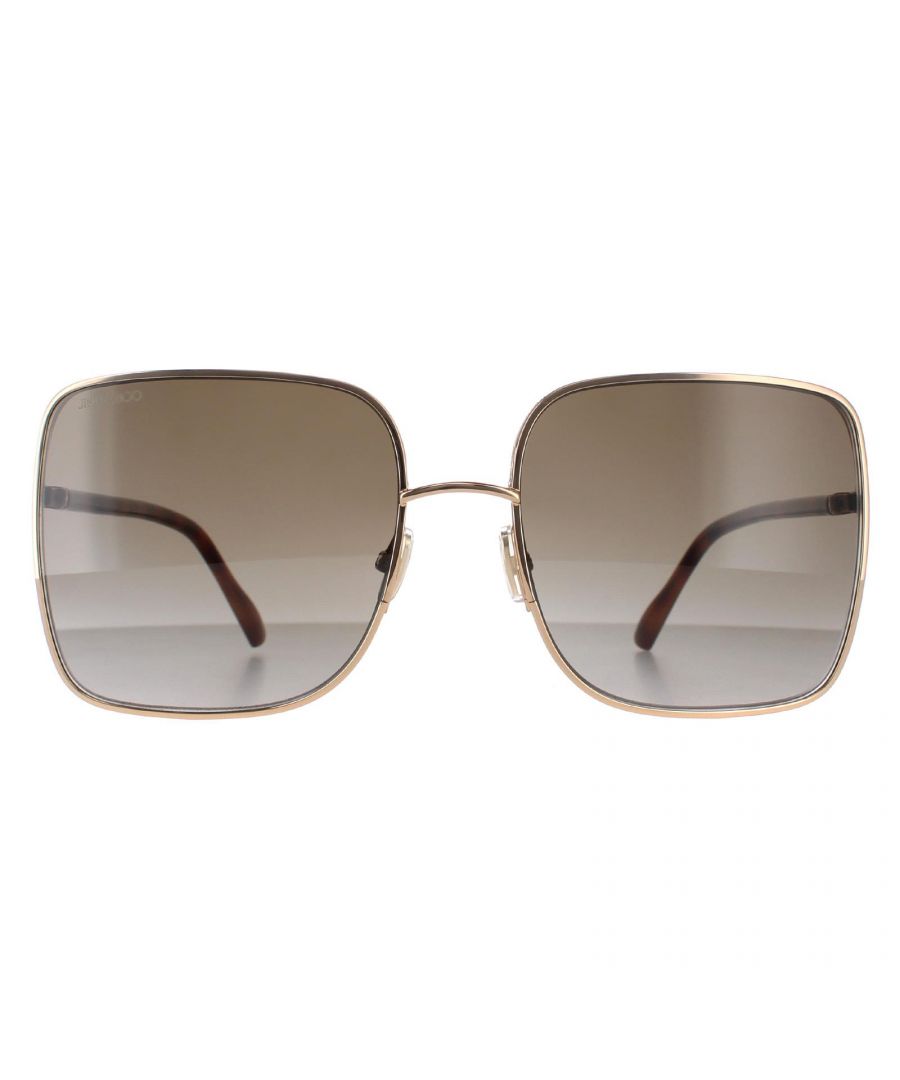 Jimmy Choo Square Womens Gold Havana Brown Gradient ALIANA/S Metal - One Size