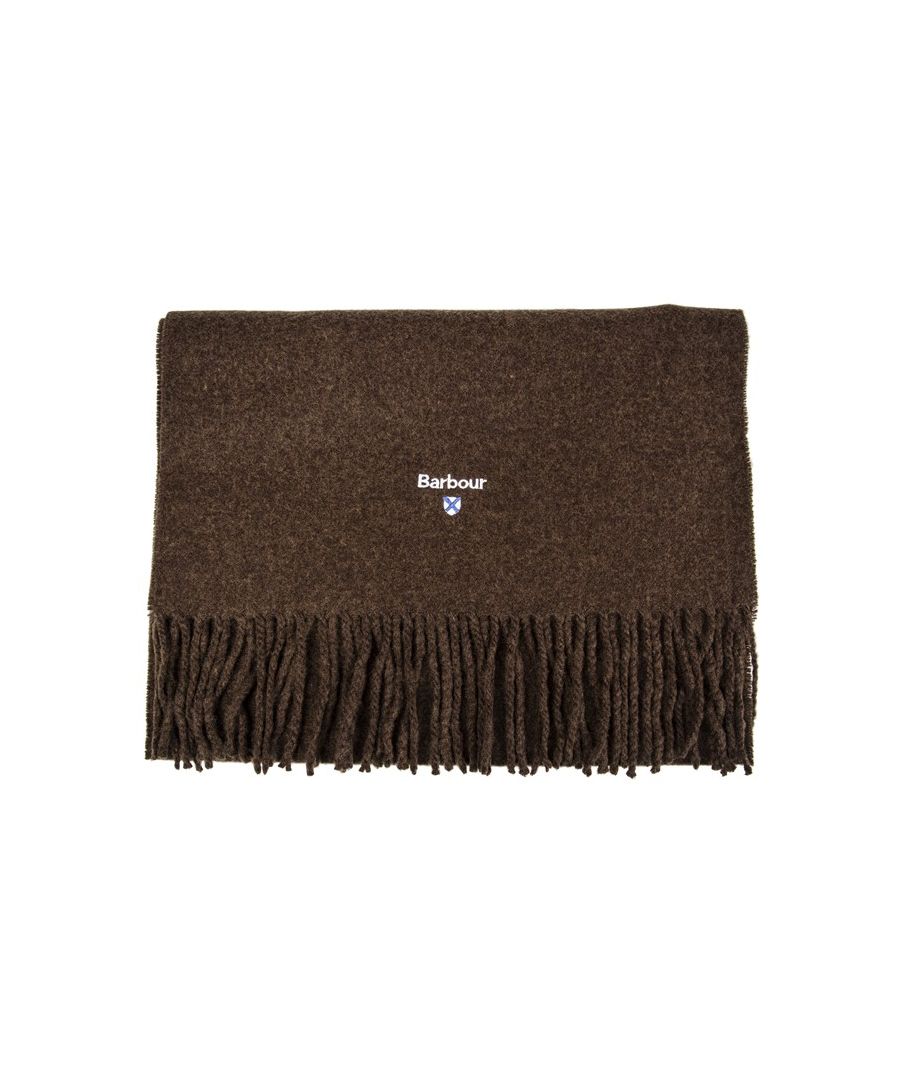 Mens green Barbour plain gallingdale scarf, manufactured with acrylic. Featuring: barbour branding, fringed hem and lenght 180cm x width 25cm.