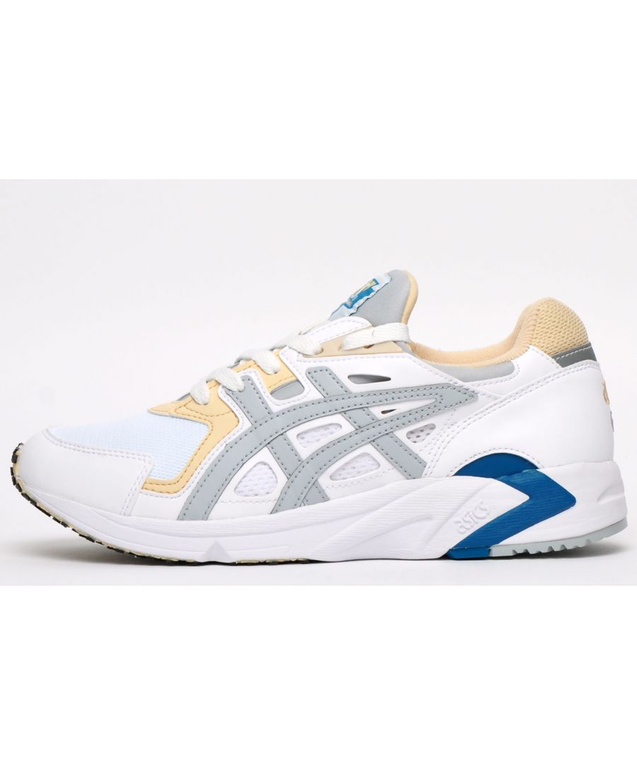 These Asics Tiger Gel DS Trainer OG shoes takes inspiration from a lightweight running shoe from '95, updated with a vintage style upper in a textile synthetic mix with the signature Asics stripes visible in the sidewall\n The bi-density DuoMax foam in the midsole provides reliable cushioning with every step combined with super comfy, slip-in design offering a barefoot feel whilst reducing irritation. Finished with the DuoSole outsole system for enhanced grip and traction on various surfaces.\n - Premium textile and synthetic mix upper\n - Bi-density DuoMax foam midsole\n - DuoSole outsole system\n - Original on-trend vintage design\n - Padded heel and ankle collar\n - Asics branding throughout