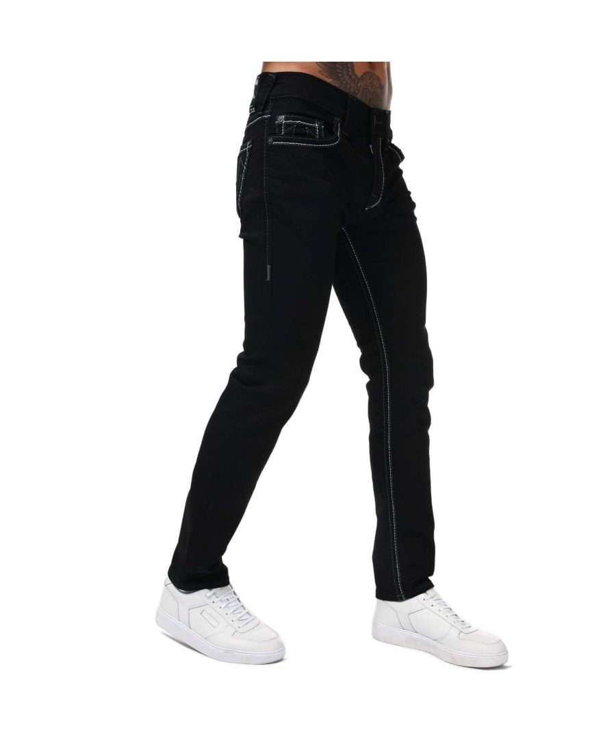 True Religion Rocco Big T skinny jeans met stiksels voor heren, zwart