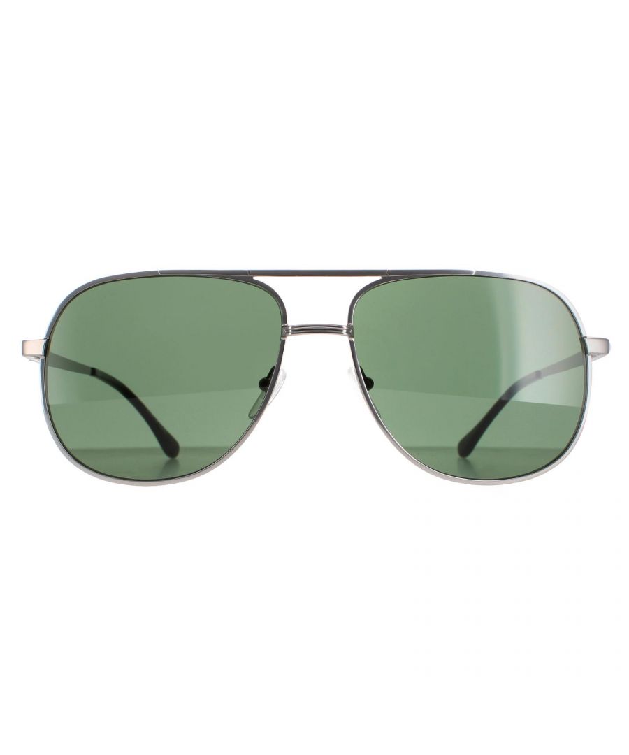 Lacoste Aviator Mens Grey Green L222SE  Sunglasses are a modern aviator style crafted from lightweight metal. Silicone nose pads and plastic temple tips ensure an all round comfortable fit. The Lacoste emblem features on the slender temples for brand authenticity.