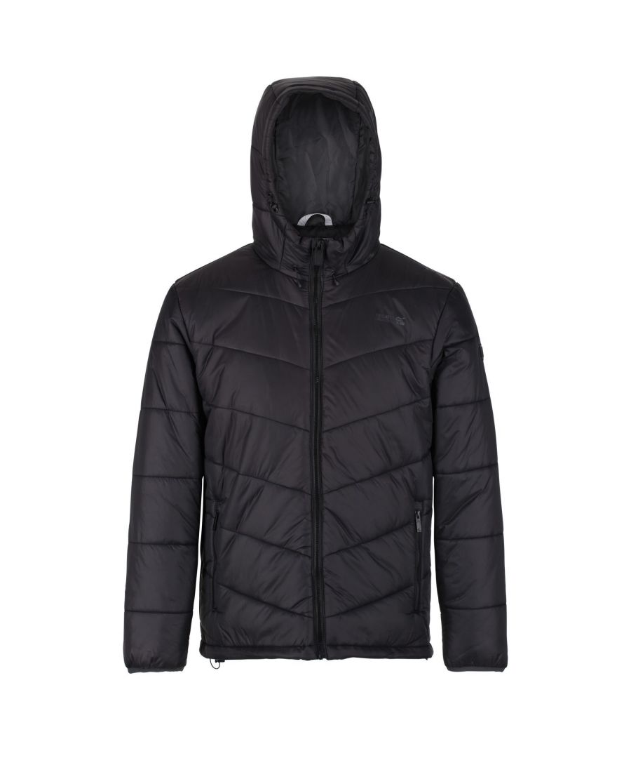 Material: 100% Polyamide. Filling: Warmloft. Design: Quilted. Breathable, Heated Back Panel, Insulated, Padded, Smartphone Charging, Water Repellent. Neckline: Hooded. Sleeve-Type: Long-Sleeved. Hood Features: Drawstring. Pockets: 2 Side Entry Pockets. Fastening: Full Zip.