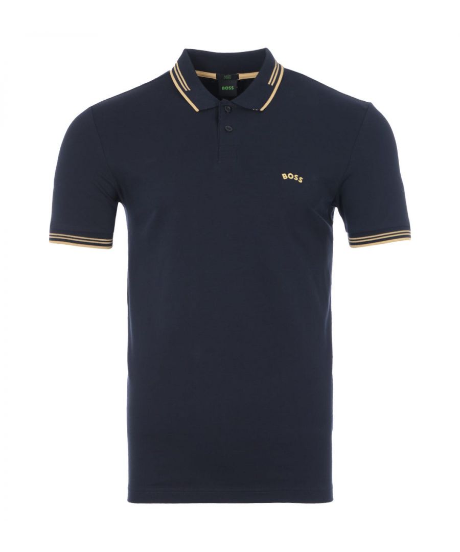 The Paul Curved Polo Shirt from BOSS crafted from stretch cotton - providing durability as well as a super smooth breathable feel, is the perfect addition for your BOSS Athleisure collection. Featuring a two button placket fastening, knitted collar and cuffs with twin tipped detailing. Finished with the iconic BOSS logo curved and rubberised at the chest. Slim Fit, Stretch Cotton Composition, Twin Tipped Detailing, Two Button Placket with Knitted Collar, Short Sleeves with Rib-knit Cuffs, BOSS Branding. Style & FitSlim Fit, Fits True to Size. Composition & Care92% Cotton, 8% Elastane, Machine Wash.
